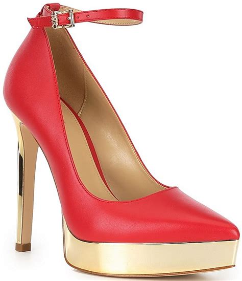 Michael Kors Xenia Leather Ankle Strap Platform Pumps 